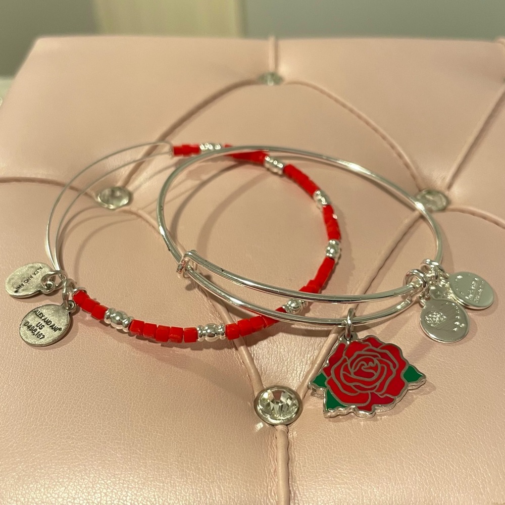 alex and ani rose charm bangle set